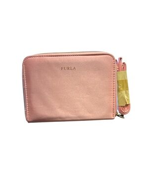 Furla Blush Pink Leather Zip-Around Crossbody Wallet New